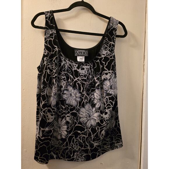 Alex Evenings Womens 2 Piece Floral Top & Jacket Set Silver/Black 2X Special Occ - Picture 4 of 11